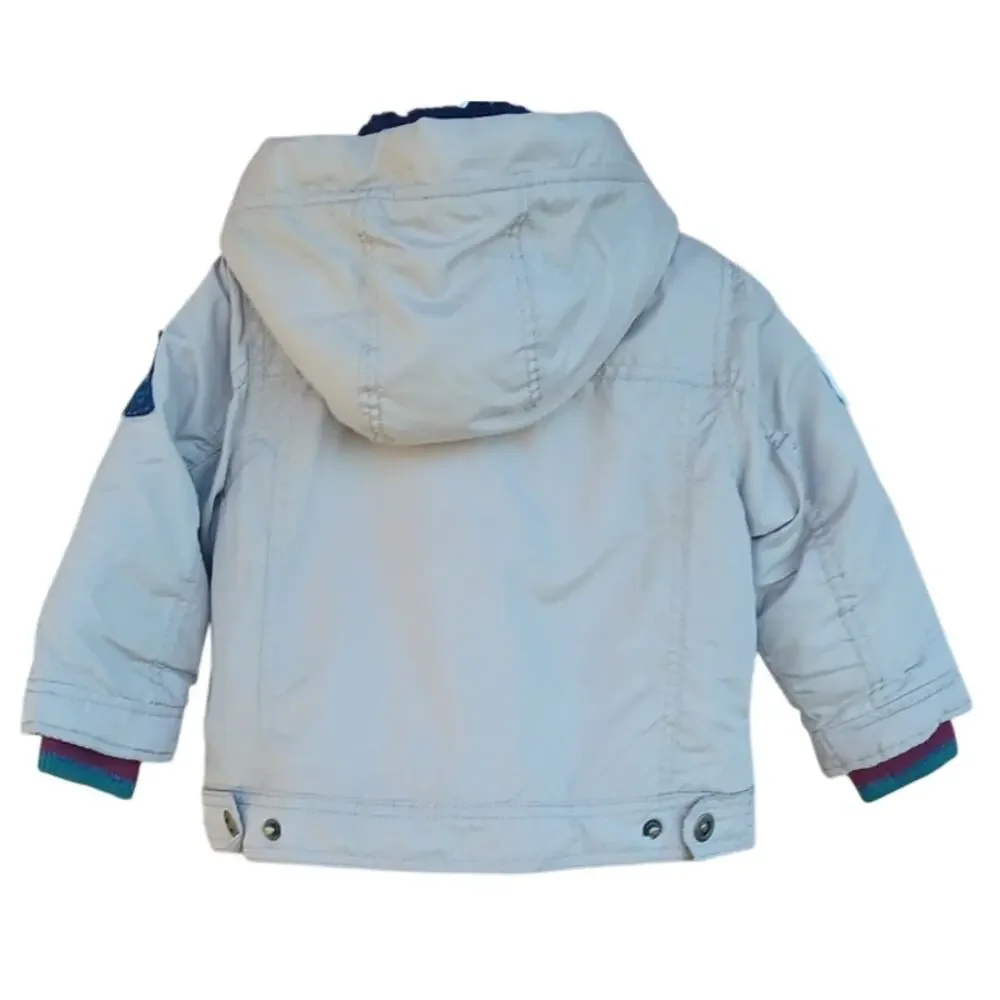 OshKosh B’gosh Boys 2T Beige Sherpa Lined Hooded Utility Jacket Coat